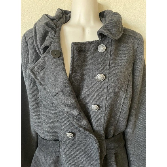 Forever 21 Gray Double Breasted Silver Button Up Women’s Coat Jacket Size M - Picture 4 of 6